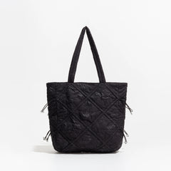 Ruched Canvas Large Tote Bag Drawstring Women Handbags Quilted Padded Shoulder B