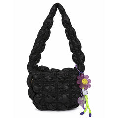 Ruched Nylon Women Shoulder Bag Quilted Handbag Small Tote P