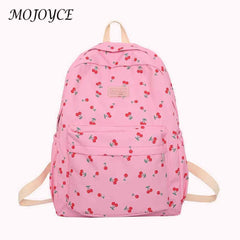 Cherry Print Backpack for Girls Portable School Bag