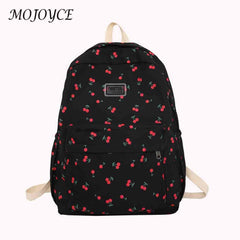 Cherry Print Backpack for Girls Portable School Bag