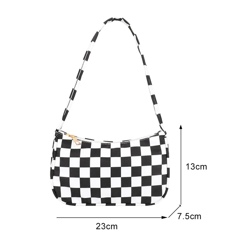 Plaid Leopard Print Nylon Shoulder Bag for Women