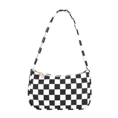 Plaid Leopard Print Nylon Shoulder Bag for Women