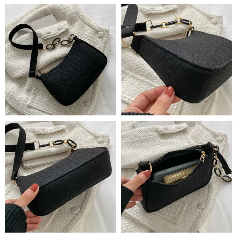 Crescent Saddle Bag Women's Shoulder Handbag Dermatoglyph