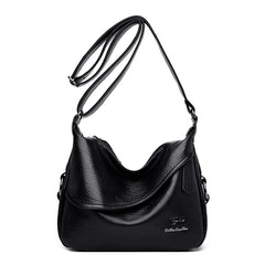 Casual Solid Color Shoulder Bag Women Messenger Handbag Zipper