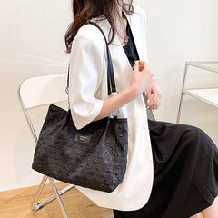 Plaid Shoulder Bag Vintage Handbag Large Capacity Travel Tote for Women