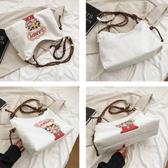 Canvas School Bags Japanese Cartoon Print Messenger Bag