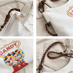 Canvas School Bags Japanese Cartoon Print Messenger Bag