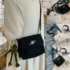 Canvas Shoulder Bag Messenger-bags Small Planet Embroidered Bag