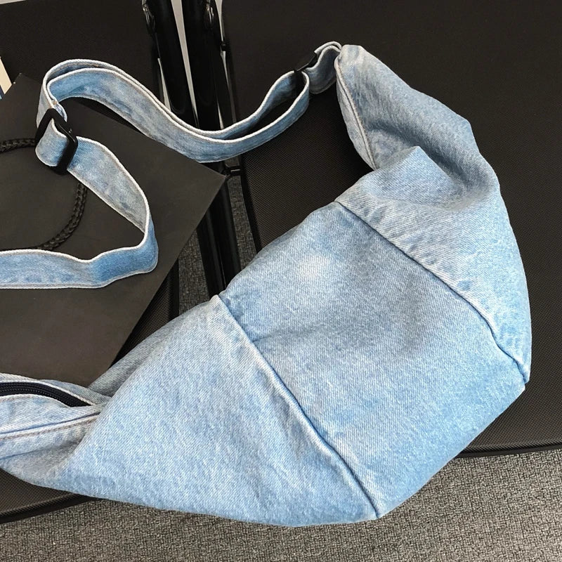 Large Canvas Shoulder Bag Women High Capacity Shopping Crossbody Denim