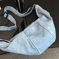 Large Canvas Shoulder Bag Women High Capacity Shopping Crossbody Denim