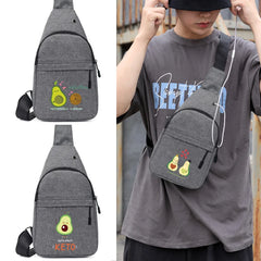 Avocado Print Small Backpack Chest pack Earphone Hole Girls Crossbody Bag
