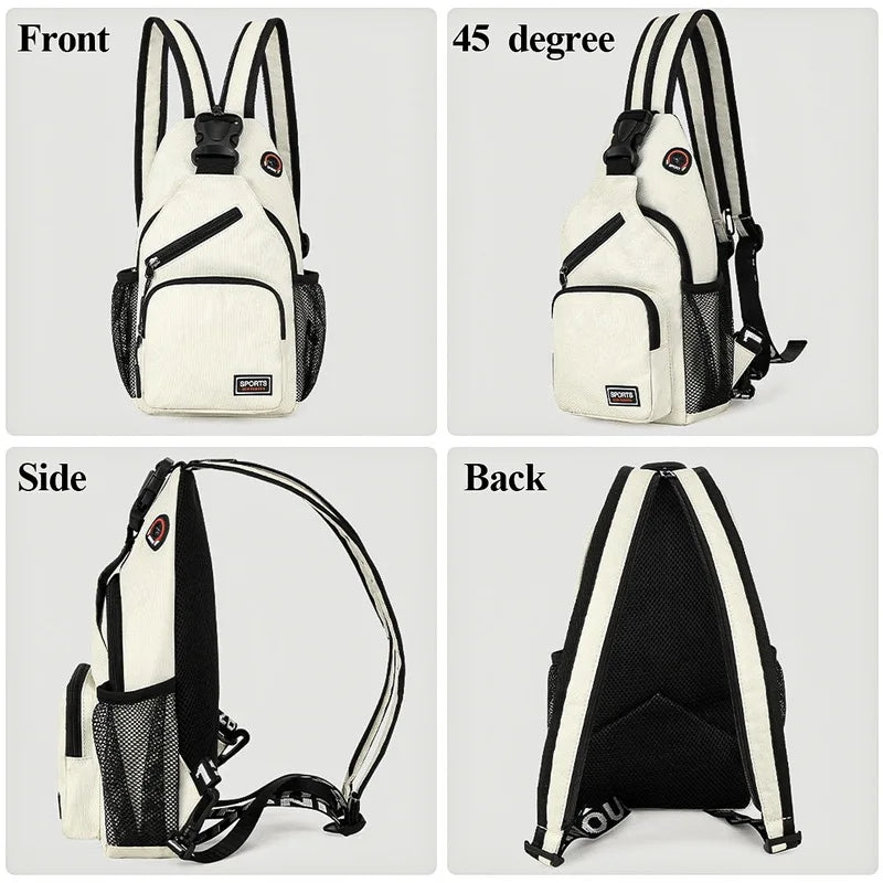 Casual Small Backpack Women Girls Chest Bag Earphone Hole Female Crossbody Pack