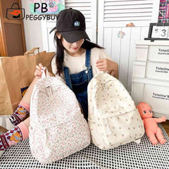 Small Fresh School Bag Flower Nylon Female Handbags for Women Backpack
