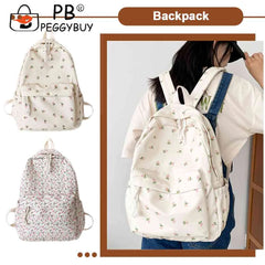Small Fresh School Bag Flower Nylon Female Handbags for Women Backpack