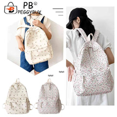 Small Fresh School Bag Flower Nylon Female Handbags for Women Backpack