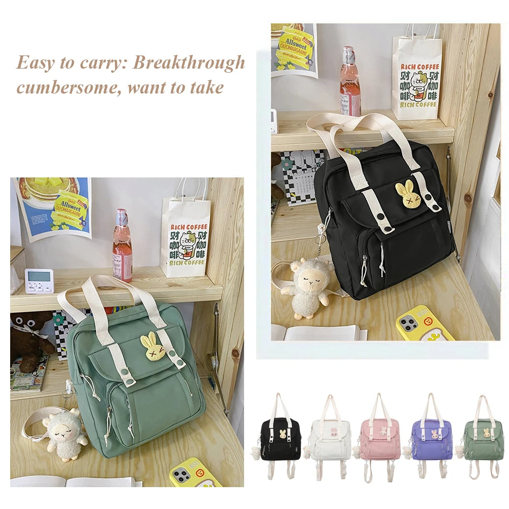 Casual Small Fresh School Bag Solid Nylon Female Handbags for Women Backpack