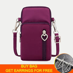 Small Shoulder Bag Women Cell Phone Pocket Waterproof Nylon Handbag
