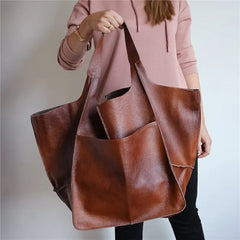 Casual Soft Tote Women Handbags Pu Leather Shoulder Bag Big Shopper Purses