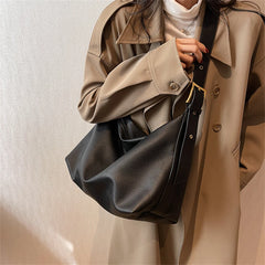 Casual Leather Shoulder Bag for Women High Capacity Handbag Solid Female