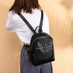 Soft PU Leather Backpack For Teenage Girls Women School Shoulder Bag
