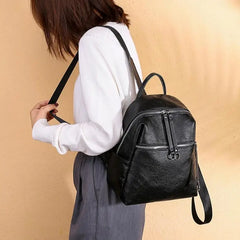 Soft PU Leather Backpack For Teenage Girls Women School Shoulder Bag