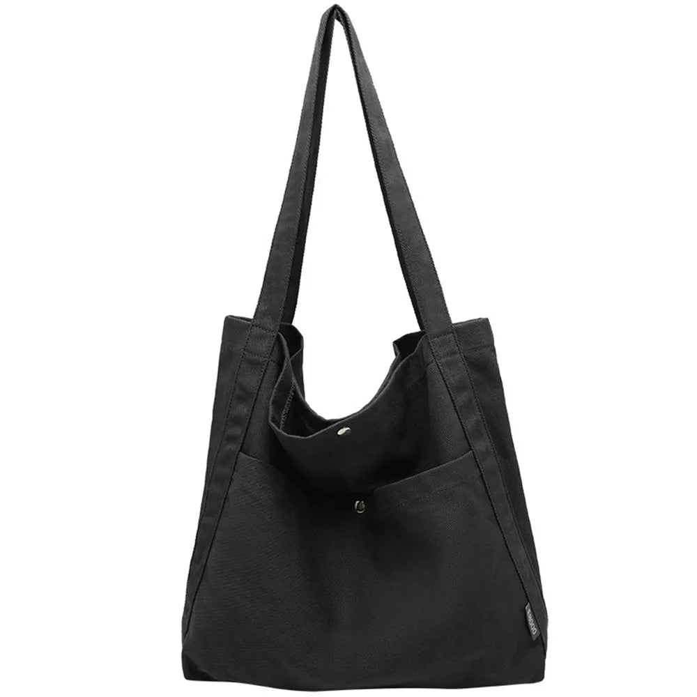 Casual Solid Canvas Shoulder Bags Large Capacity Female Tote Bag