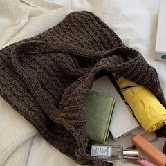 Casual Knitted Shoulder Bag Large Tote Beach Travel Handbag