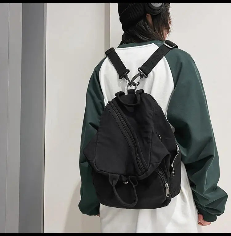 Solid Canvas Women's Backpack Large Capacity School Travel Bagpack