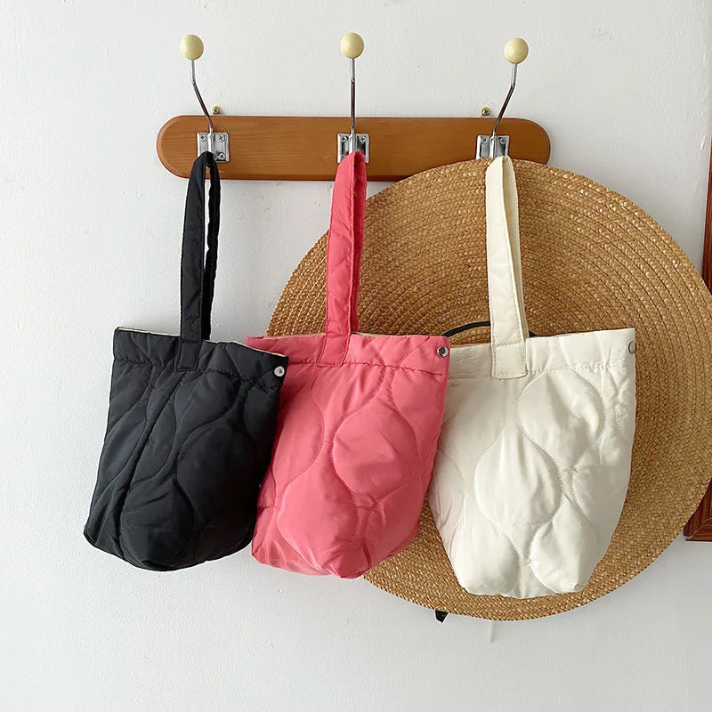 Casual Solid Women's Bucket Bags Soft Nylon High Capacity Female Shoulder Bags