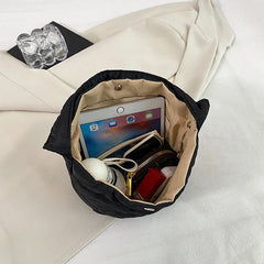Casual Solid Women's Bucket Bags Soft Nylon High Capacity Female Shoulder Bags
