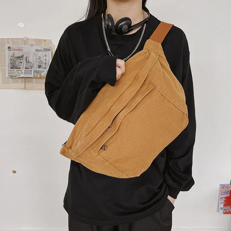 Casual Solid Fanny Pack Waist Bag Large Capacity Unisex