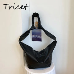 Casual Solid Crossbody Bag Large Capacity Soft Lady Shoulder Bag