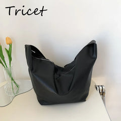 Casual Solid Crossbody Bag Large Capacity Soft Lady Shoulder Bag