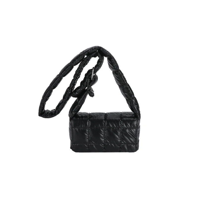 Quilted Crossbody Shoulder Bag for Women Winter Nylon Shopper Handbag