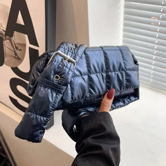 Quilted Crossbody Shoulder Bag for Women Winter Nylon Shopper Handbag