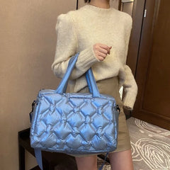 Casual Space Pad Cotton Crossbody Bag Large Capacity Tote