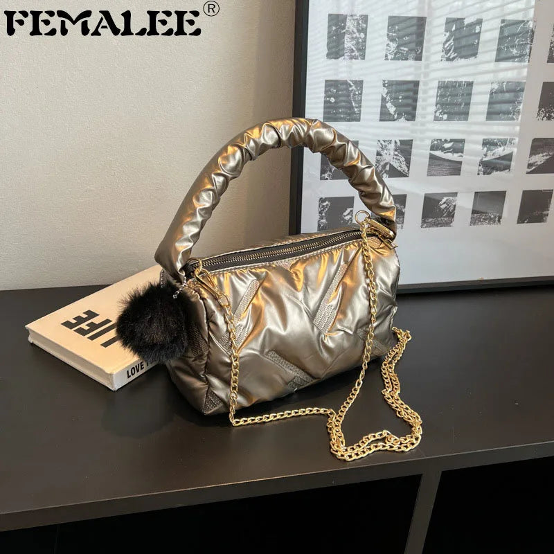 Casual Space Padded Boston Bag Women Shoulder Bags Soft Cotton Crossbody Messeng
