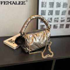 Casual Space Padded Boston Bag Women Shoulder Bags Soft Cotton Crossbody Messeng