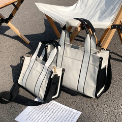 Casual Splicing Canvas Women Handbags Tote Shoulder Bags