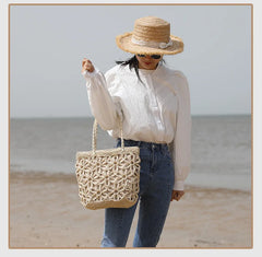 Casual Women Straw Woven Bag Shoulder Beach Rattan Handbag