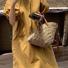 Casual Straw Women Shoulder Bags Woven Handbag Summer Beach Tote Shopping Bags