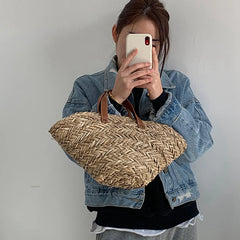 Casual Straw Women Shoulder Bags Woven Handbag Summer Beach Tote Shopping Bags