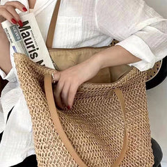 Straw Woven Handbags Summer Beach Women Shoulder Underarm Bags