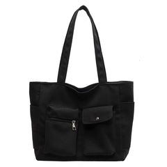 Casual Canvas Tote Bag for Women Spring Solid Shoulder Travel Schoolbag