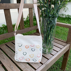 Casual Sweet Girls Mini Canvas Smiley Cross Body Bag