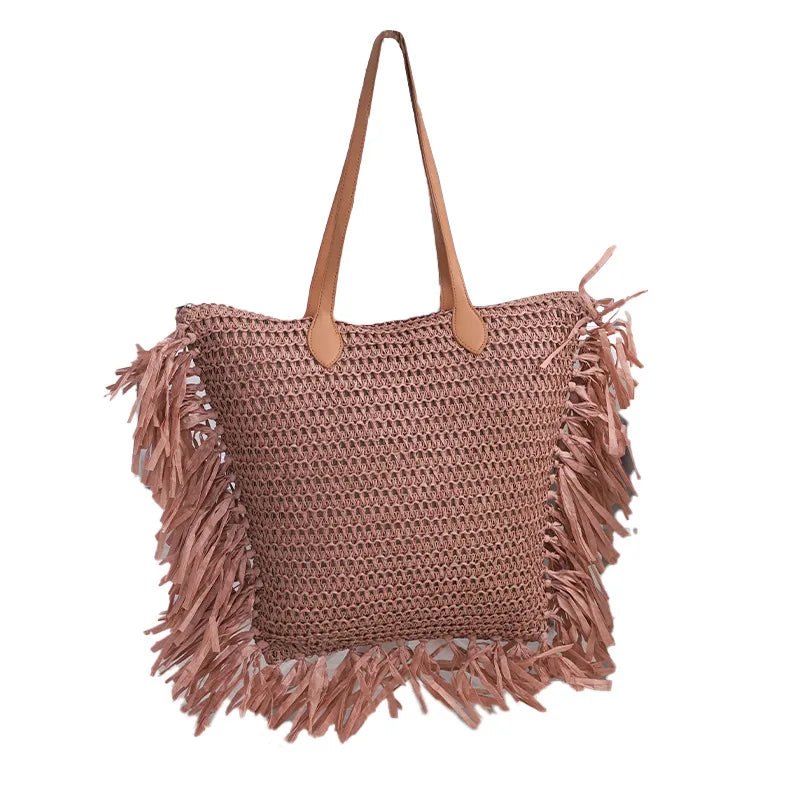 Tassel Straw Bag Paper Woven Women Shoulder Bags Lady Handbags