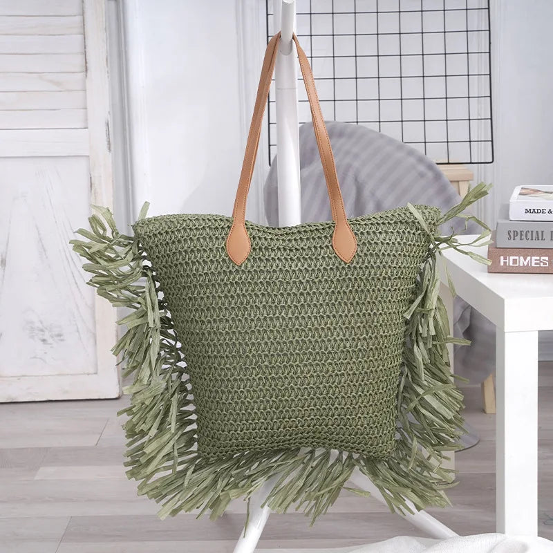 Tassel Straw Bag Paper Woven Women Shoulder Bags Lady Handbags