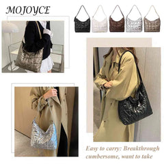 Nylon Women Clutch Handbag Quilted Shoulder Tote Solid Large Capacity