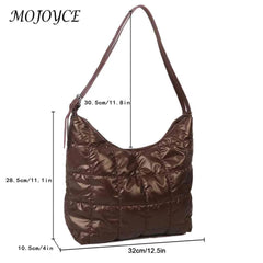 Nylon Women Clutch Handbag Quilted Shoulder Tote Solid Large Capacity