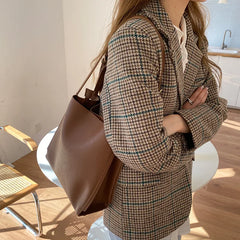 Vintage Ladies Pu Leather Shoulder Bags Underarm Bag Big Size Handbags